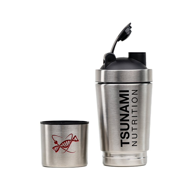 Shaker Metal con Portapillole (600 ml + 200 ml) - TSUNAMI NUTRITION