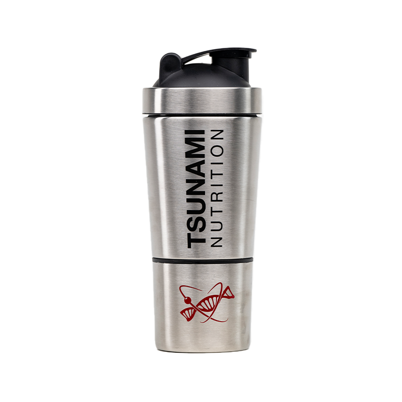 Shaker Metal con Portapillole (600 ml + 200 ml) - TSUNAMI NUTRITION